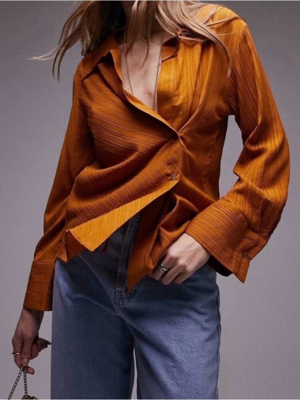 Topshop Textured Wrap Top
